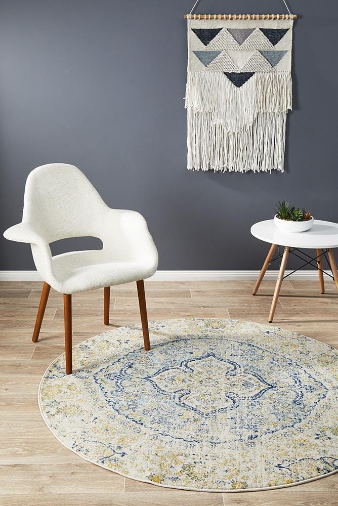Rug Culture Rugs Museum Tyler Sky Blue Round Rug