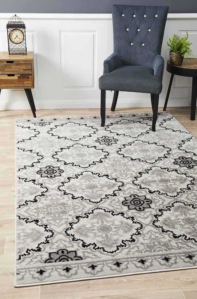 Rug Culture Rugs Norah Modern Rug Black White Silver