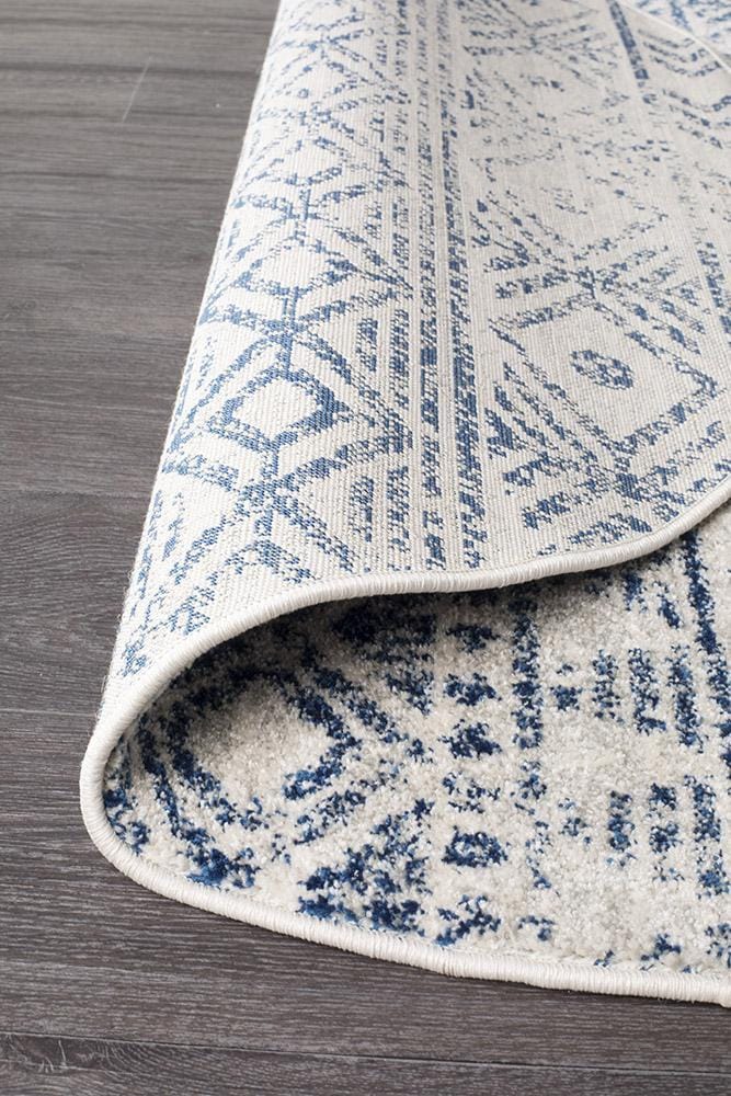 Rug Culture Rugs Oasis Ismail White Blue Rustic Round Rug