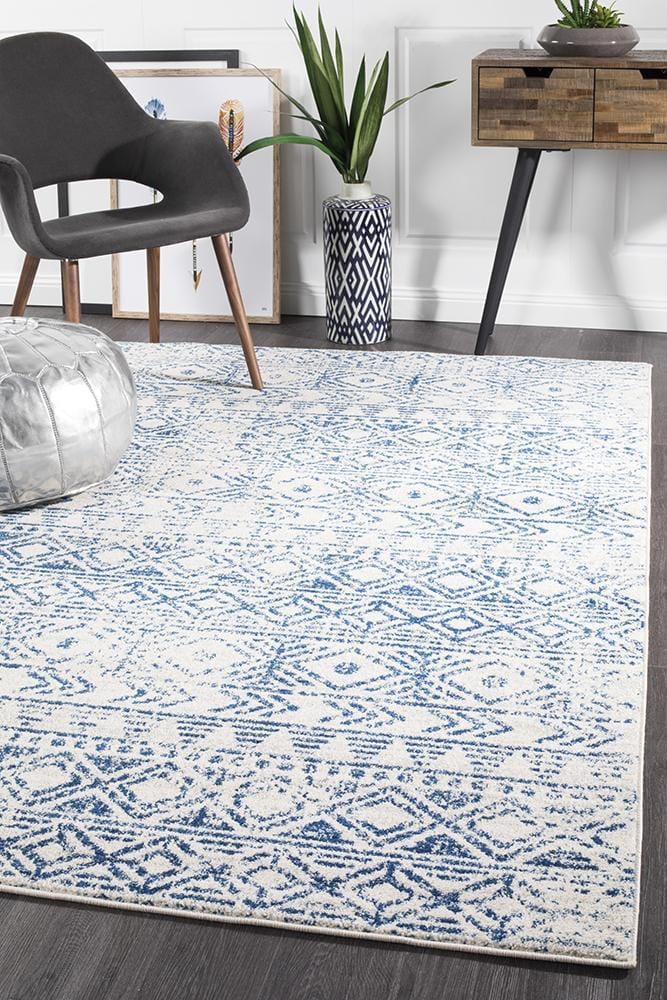 Rug Culture Rugs Oasis Ismail White Blue Rustic Rug