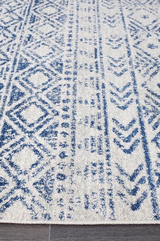 Rug Culture Rugs Oasis Ismail White Blue Rustic Runner Rug