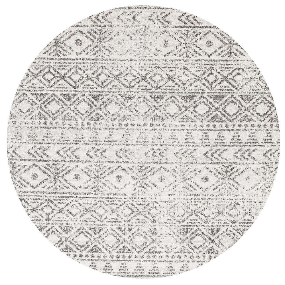 Rug Culture Rugs Oasis Ismail White Grey Rustic Round Rug