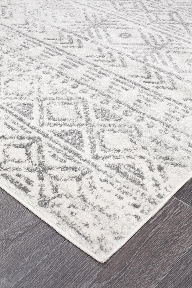 Rug Culture Rugs Oasis Ismail White Grey Rustic Runner Rug