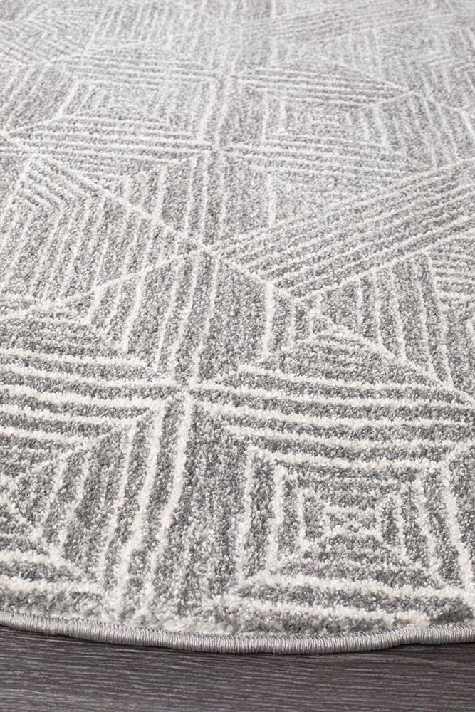 Rug Culture Rugs Oasis Kenza Contemporary Silver Round Rug