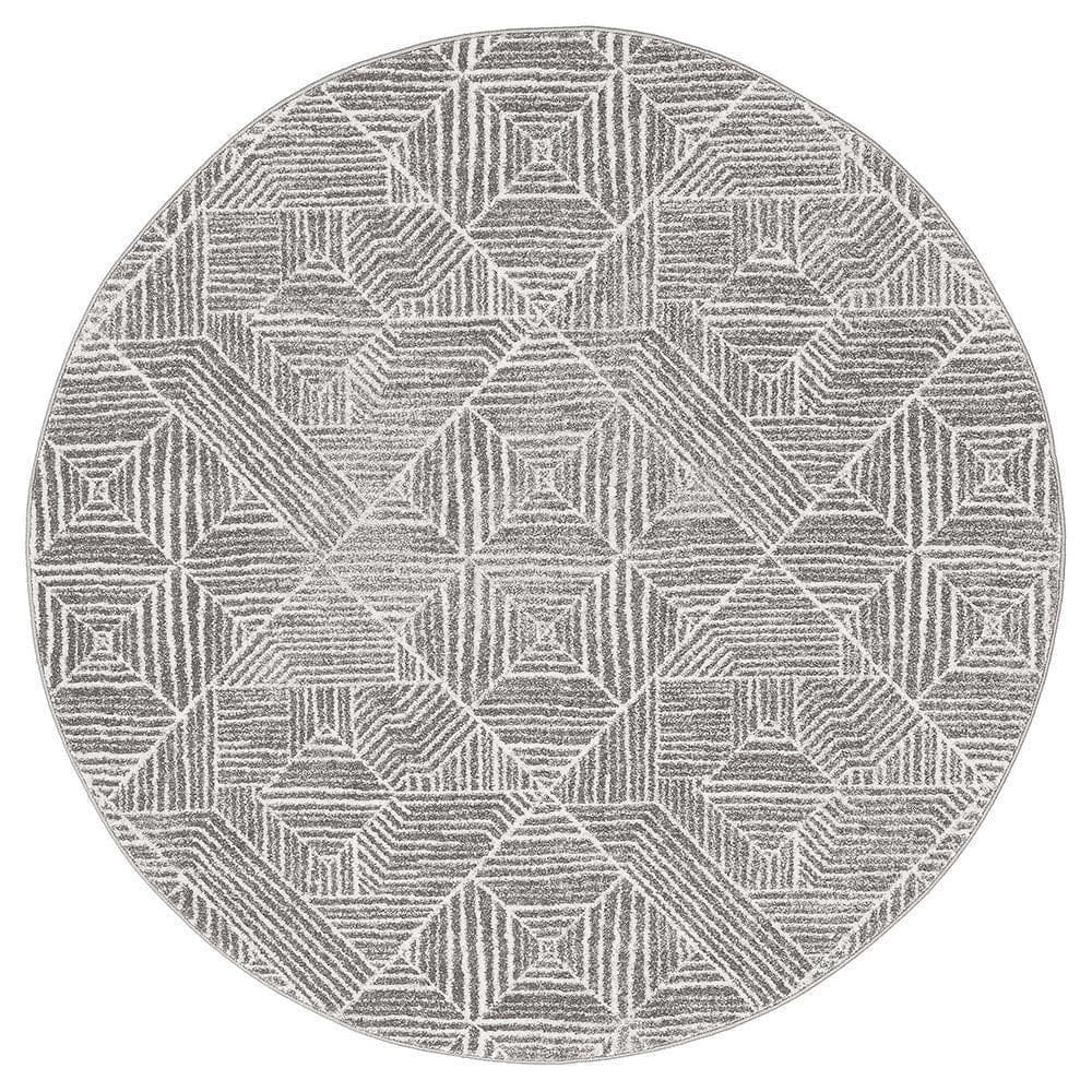 Rug Culture Rugs Oasis Kenza Contemporary Silver Round Rug