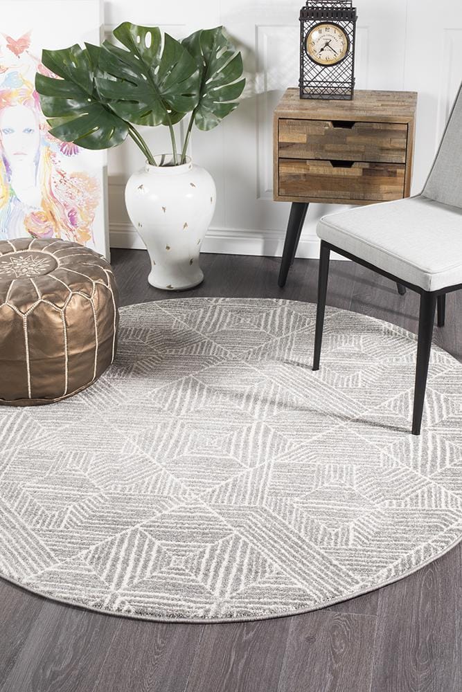 Rug Culture Rugs Oasis Kenza Contemporary Silver Round Rug