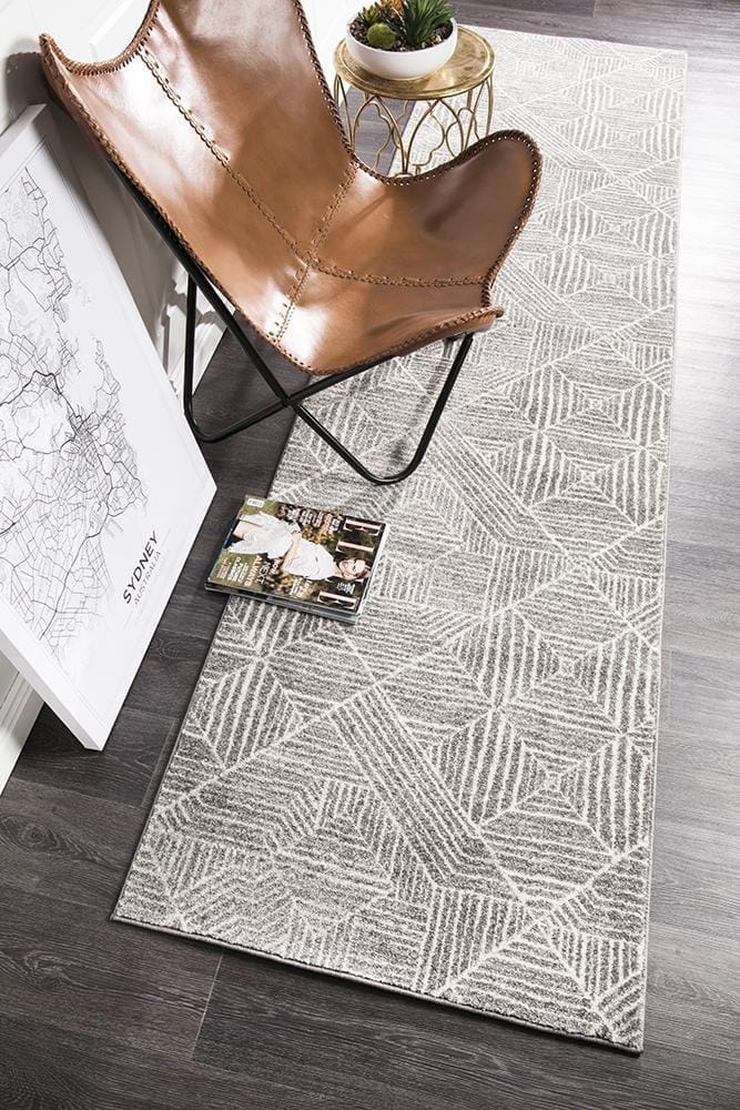 Rug Culture Rugs Oasis Kenza Contemporary Silver Runner Rug