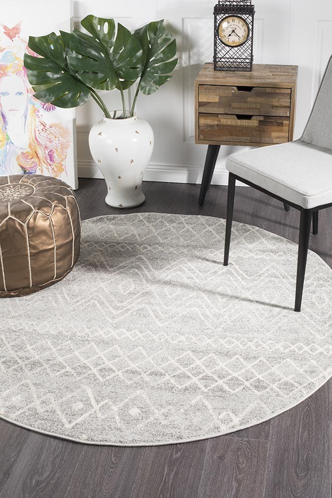Rug Culture Rugs Oasis Nadia Grey Rustic Tribal Round Rug