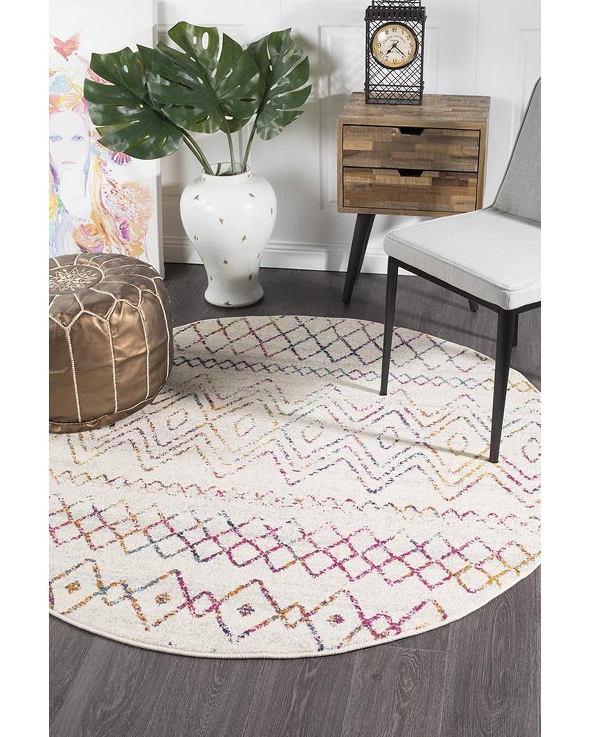 Rug Culture Rugs Oasis Nadia Multi Rustic Tribal Round Rug