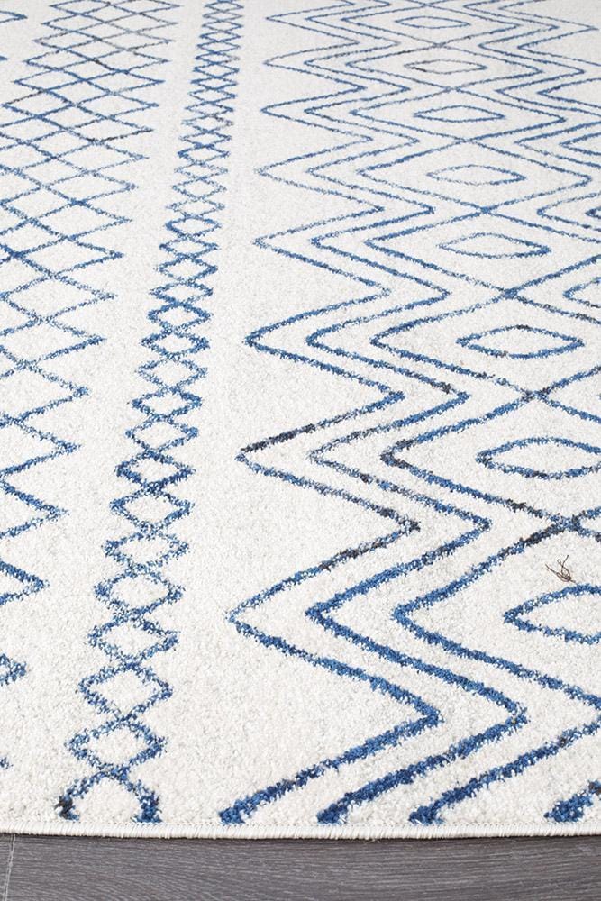 Rug Culture Rugs Oasis Nadia White Blue Rustic Tribal Runner Rug