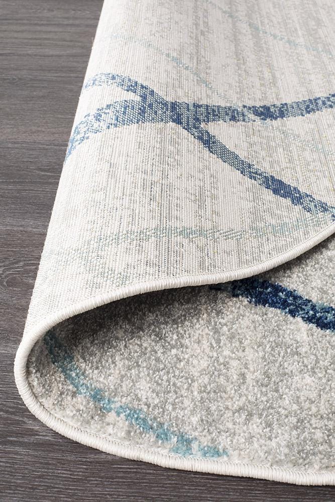 Rug Culture Rugs Oasis Noah White Blue Contemporary Round Rug