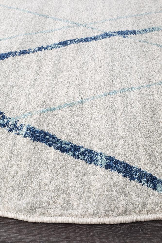 Rug Culture Rugs Oasis Noah White Blue Contemporary Round Rug