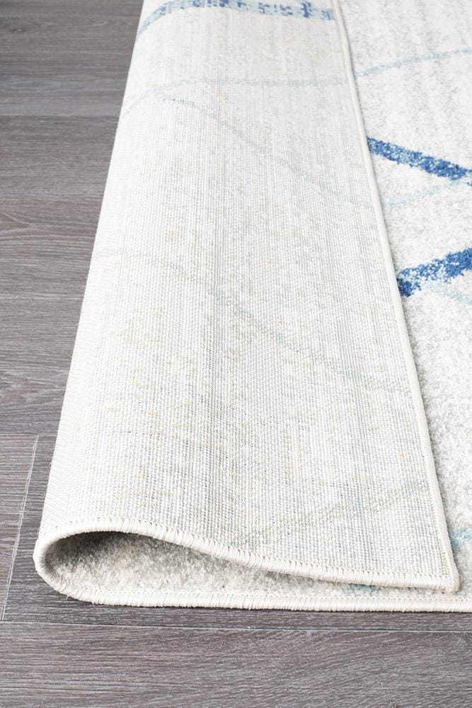 Rug Culture Rugs Oasis Noah White Blue Contemporary Runner Rug
