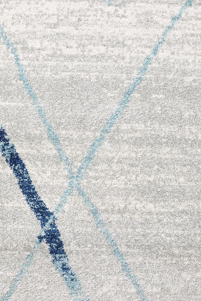 Rug Culture Rugs Oasis Noah White Blue Contemporary Runner Rug