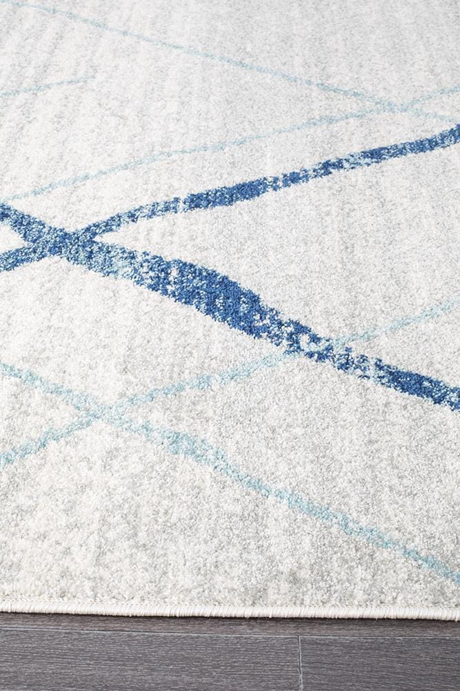 Rug Culture Rugs Oasis Noah White Blue Contemporary Runner Rug