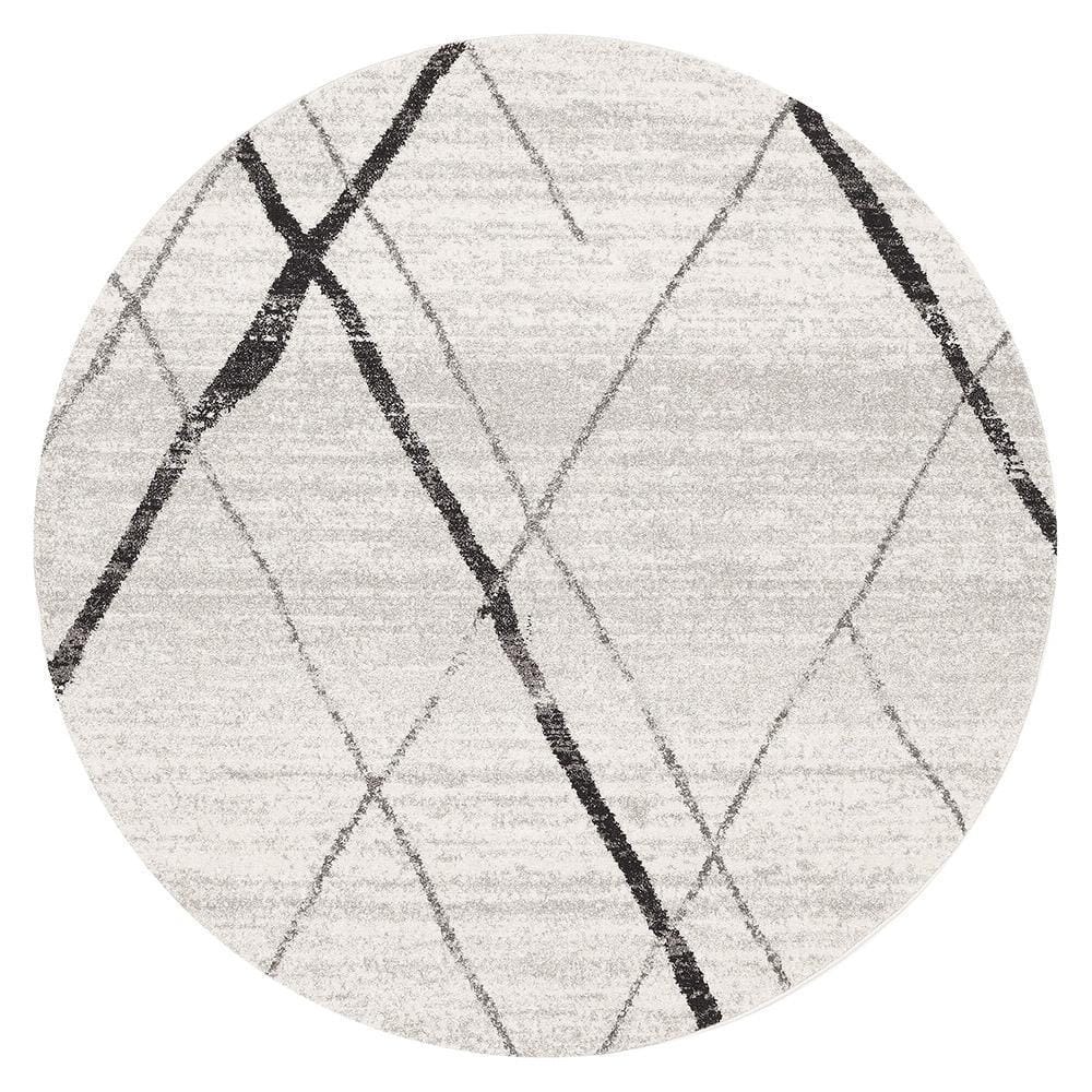 Rug Culture Rugs Oasis Noah White Grey Contemporary Round Rug