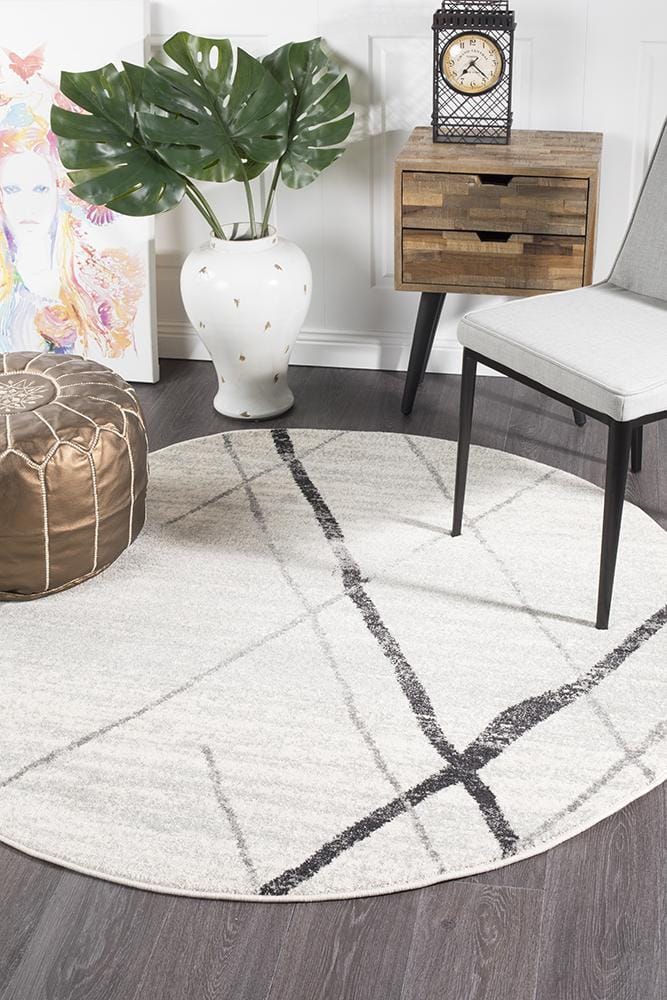 Rug Culture Rugs Oasis Noah White Grey Contemporary Round Rug