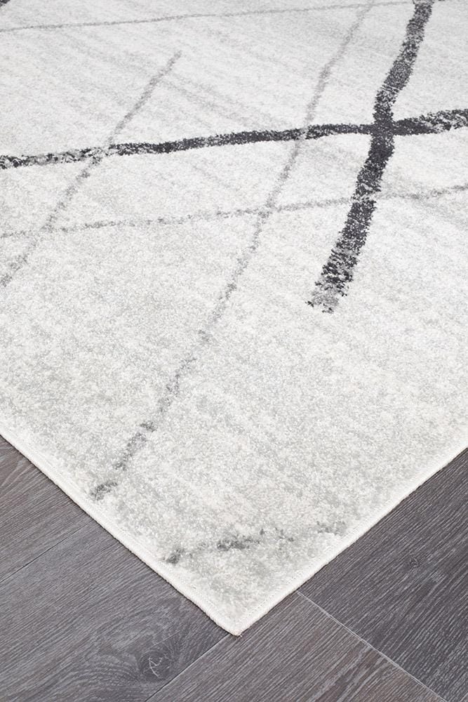 Rug Culture Rugs Oasis Noah White Grey Contemporary Runner Rug