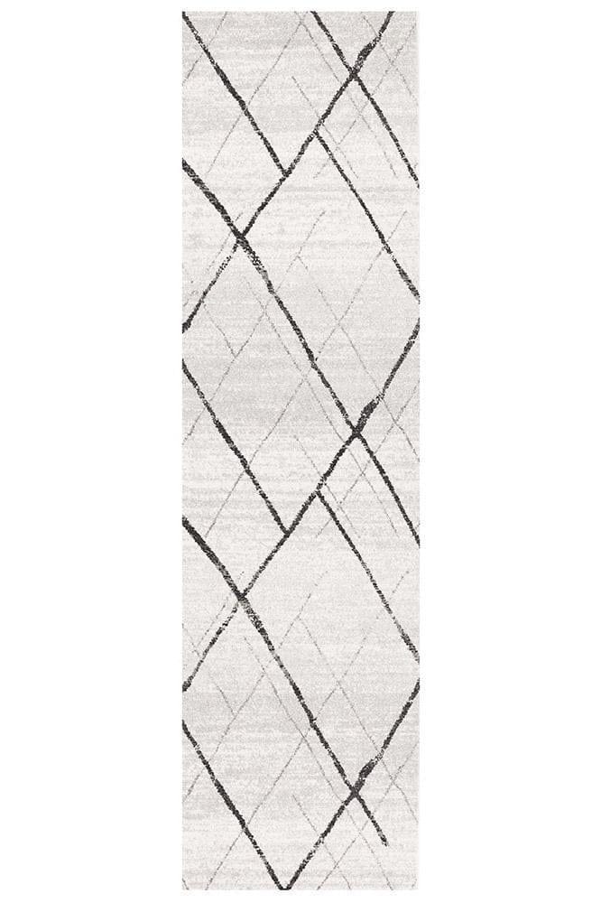Rug Culture Rugs Oasis Noah White Grey Contemporary Runner Rug