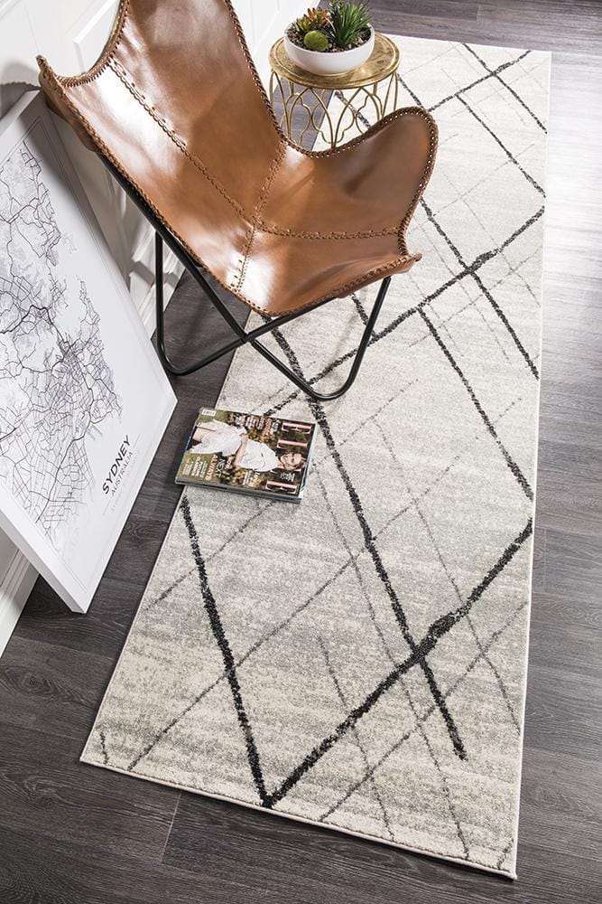 Rug Culture Rugs Oasis Noah White Grey Contemporary Runner Rug