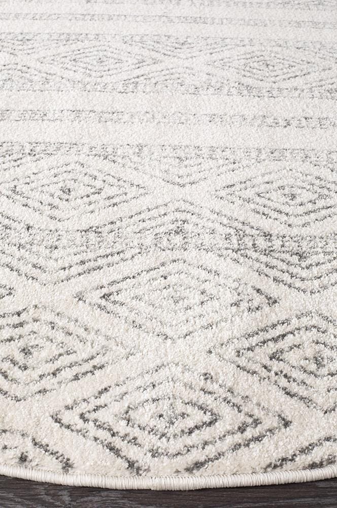 Rug Culture Rugs Oasis Salma White And Grey Tribal Round Rug