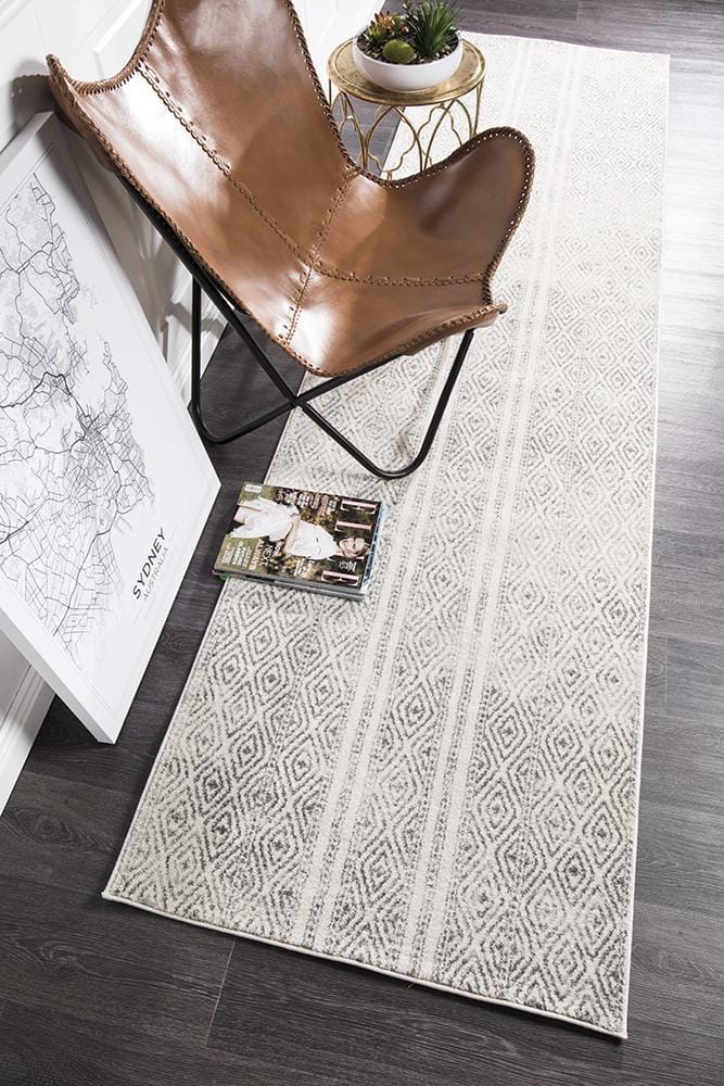 Rug Culture Rugs Oasis Salma White And Grey Tribal Runner Rug