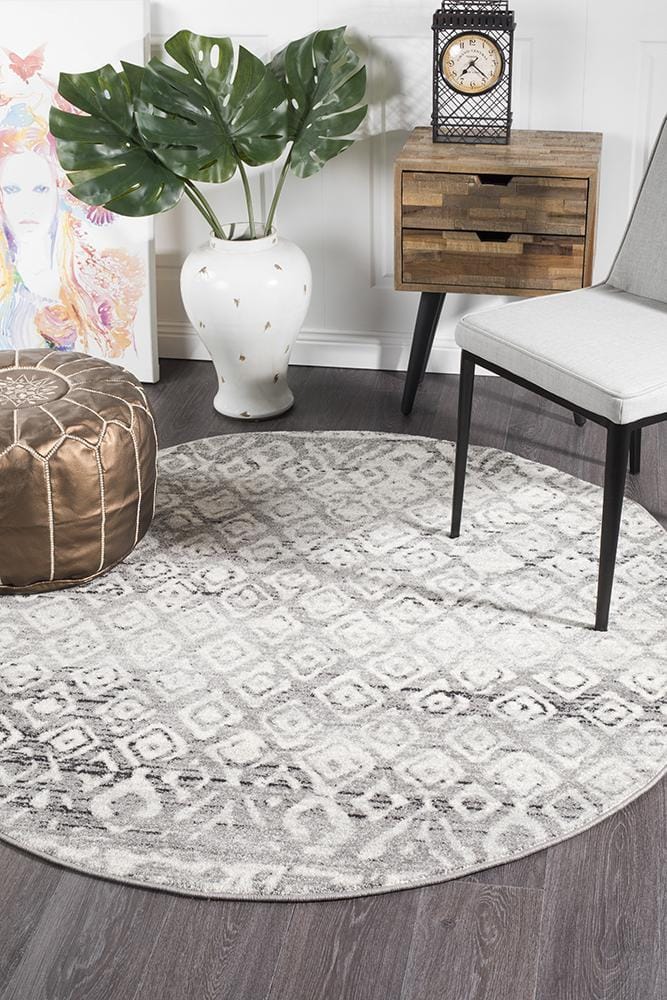 Rug Culture Rugs Oasis Zakira Dark Grey Tribal Round Rug