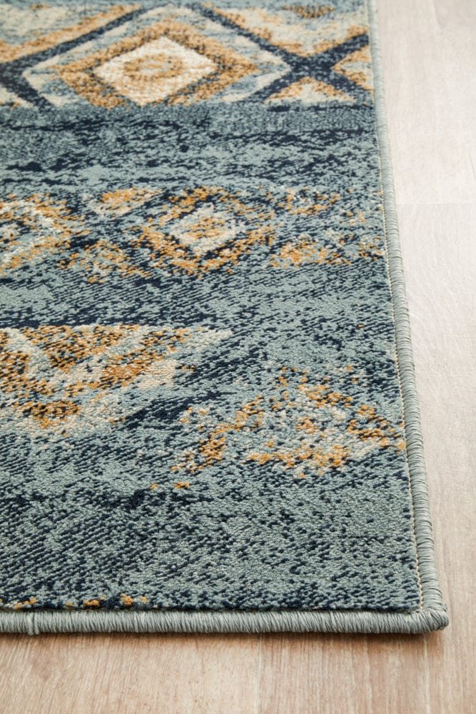 Rug Culture Rugs Oxford Contrast Blue Runner Rug