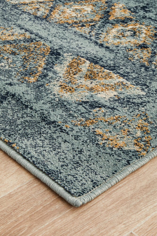 Rug Culture Rugs Oxford Contrast Blue Runner Rug