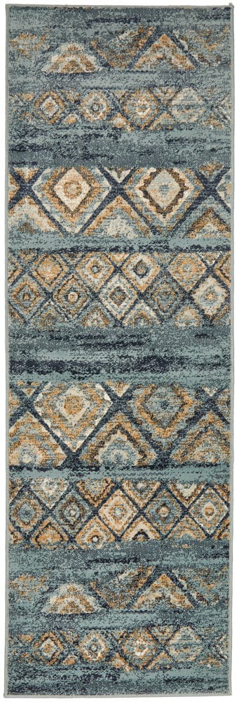 Rug Culture Rugs Oxford Contrast Blue Runner Rug