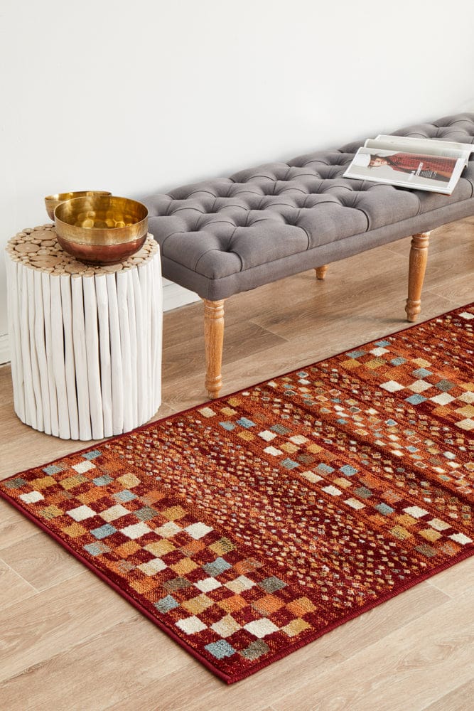 Rug Culture Rugs Oxford Squares Rust Runner Rug