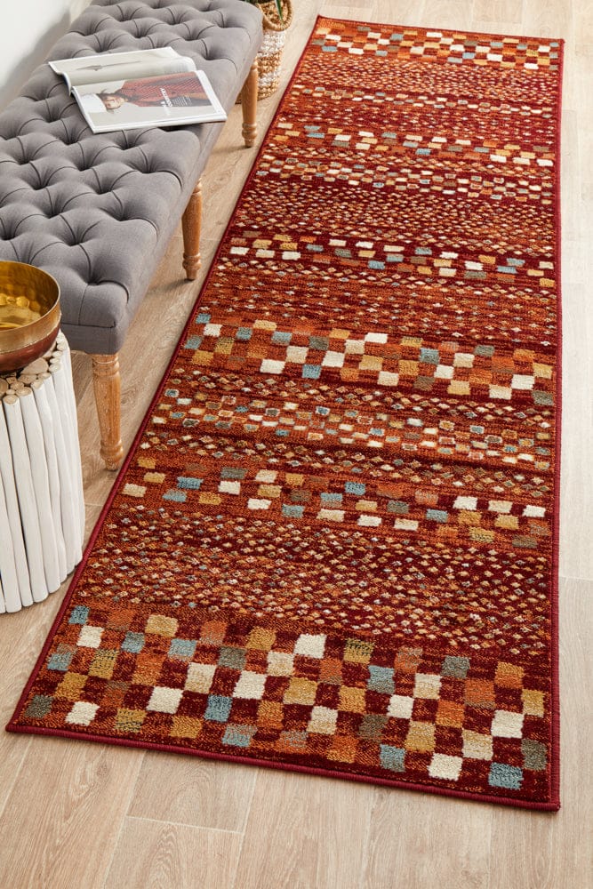Rug Culture Rugs Oxford Squares Rust Runner Rug