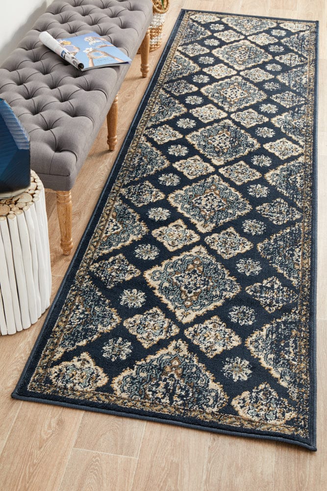 Rug Culture Rugs Oxford Timeline Navy Runner Rug