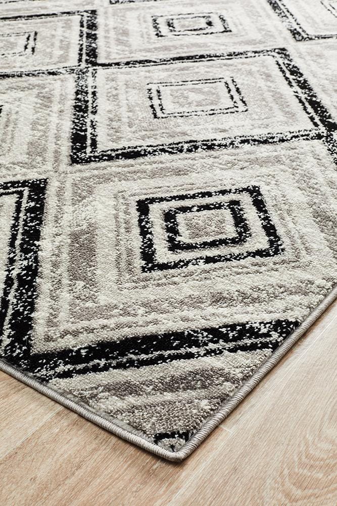Rug Culture Rugs Sabrina Geo Diamonds Rug Grey Black