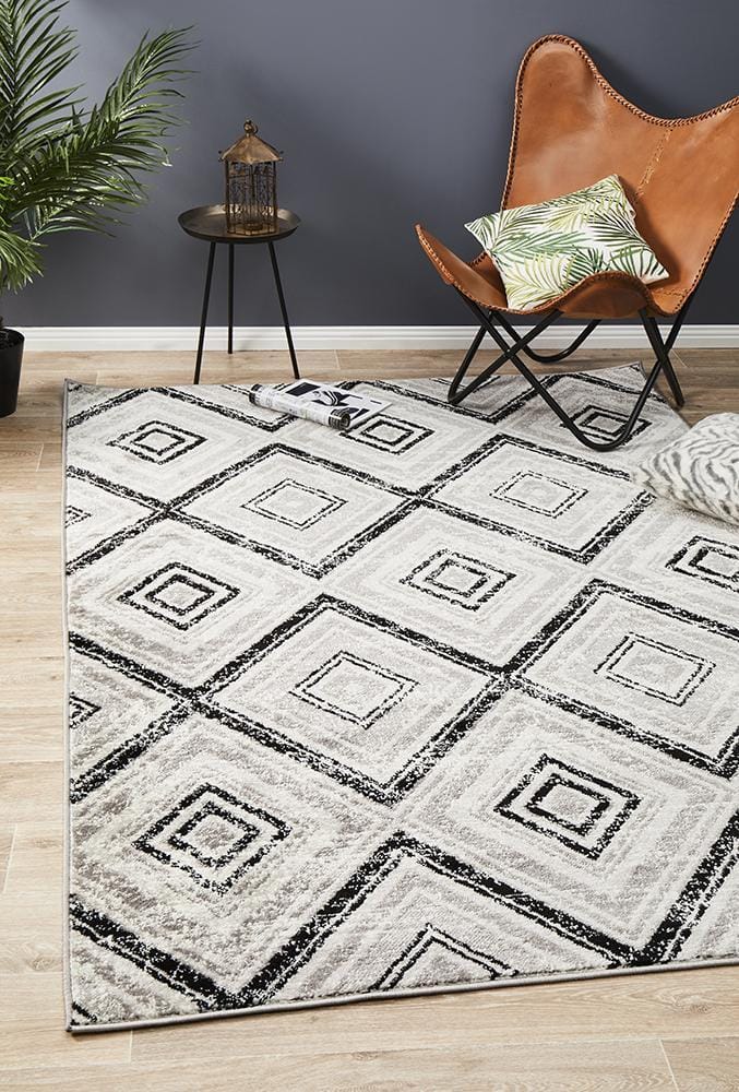 Rug Culture Rugs Sabrina Geo Diamonds Rug Grey Black