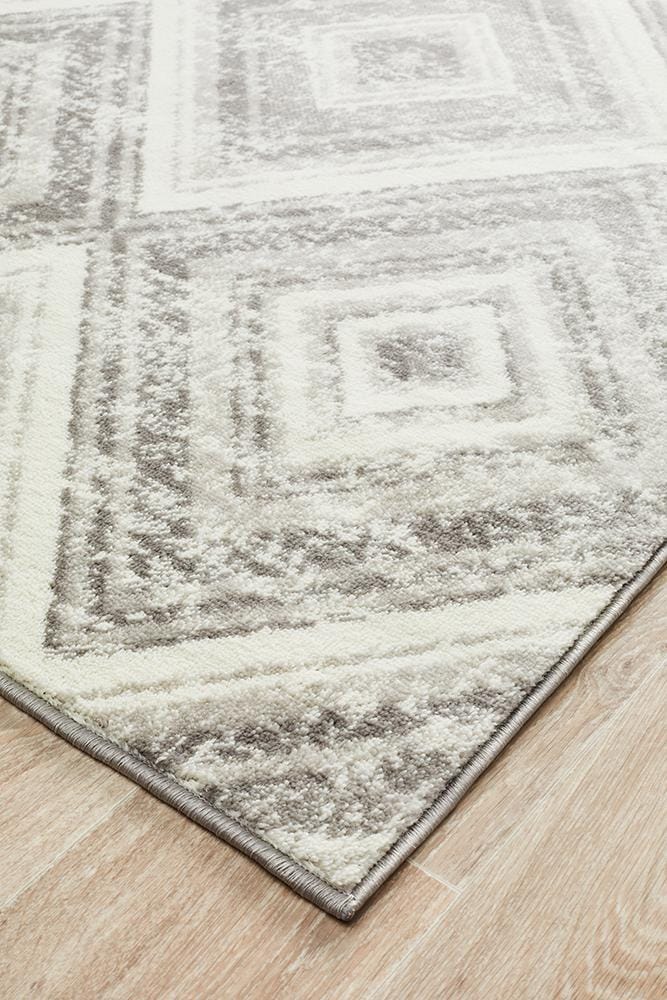 Rug Culture Rugs Sabrina Geo Diamonds Rug Silver Grey