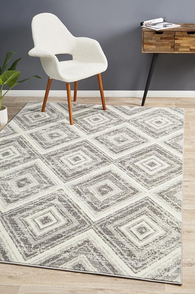 Rug Culture Rugs Sabrina Geo Diamonds Rug Silver Grey