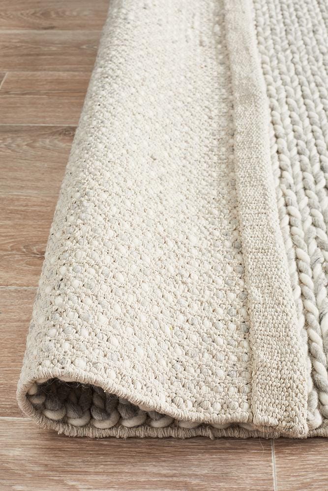 Rug Culture Rugs Studio Helena Woven Wool Rug Grey White