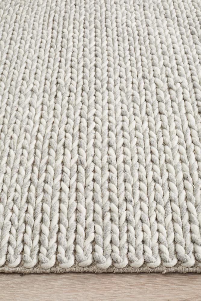 Rug Culture Rugs Studio Helena Woven Wool Rug Grey White