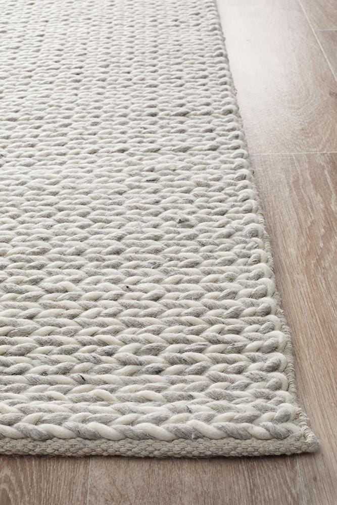 Rug Culture Rugs Studio Helena Woven Wool Rug Grey White