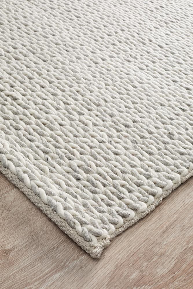 Rug Culture Rugs Studio Helena Woven Wool Rug Grey White