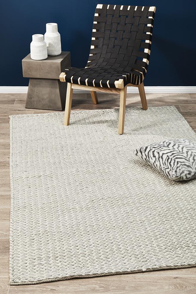 Rug Culture Rugs Studio Helena Woven Wool Rug Grey White