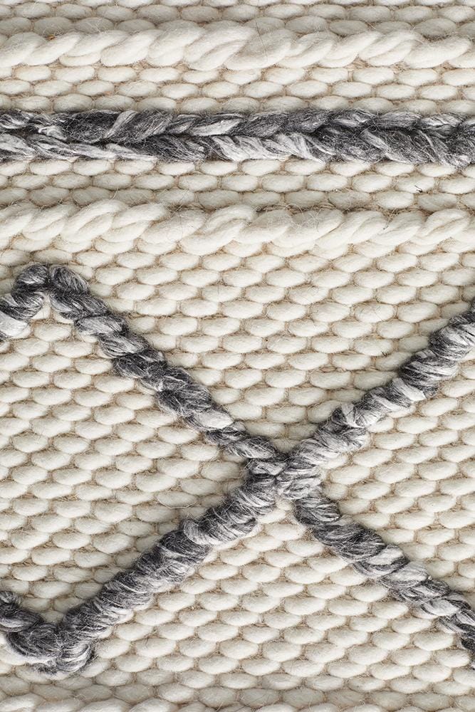 Rug Culture Rugs Studio Milly Textured Woollen Rug White Grey