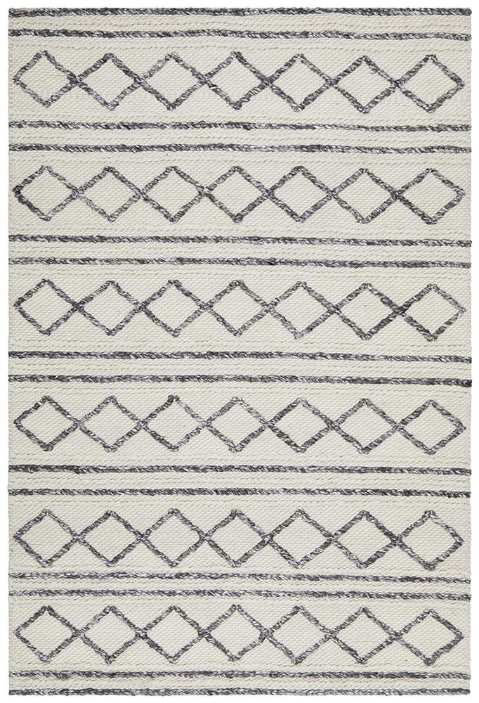 Rug Culture Rugs Studio Milly Textured Woollen Rug White Grey