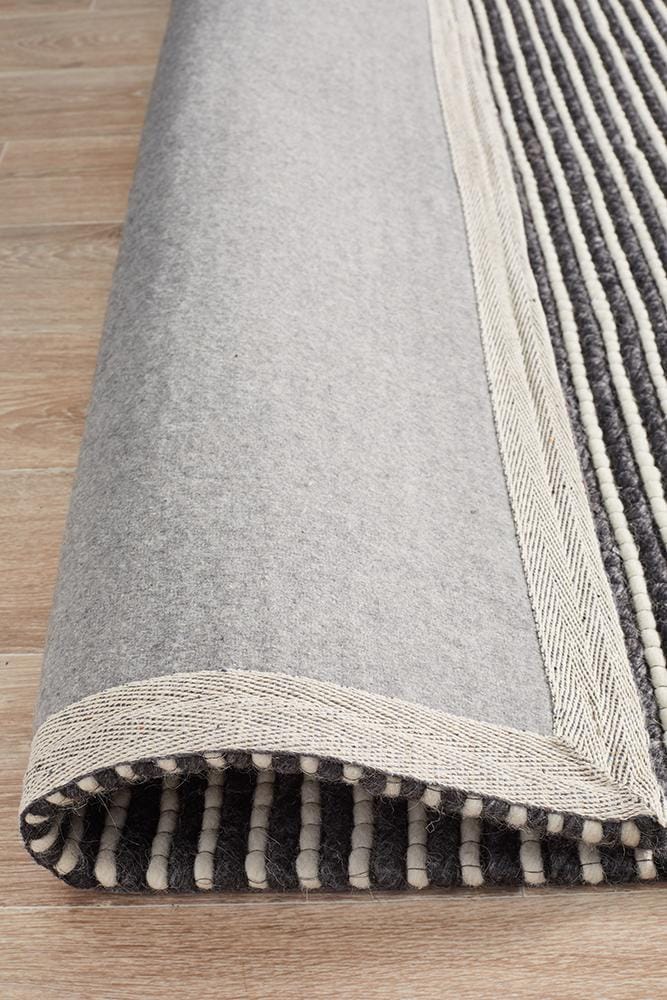 Rug Culture Rugs Studio Oskar Felted Wool Striped Rug Black White
