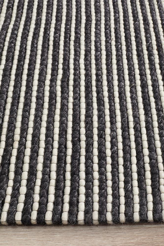 Rug Culture Rugs Studio Oskar Felted Wool Striped Rug Black White