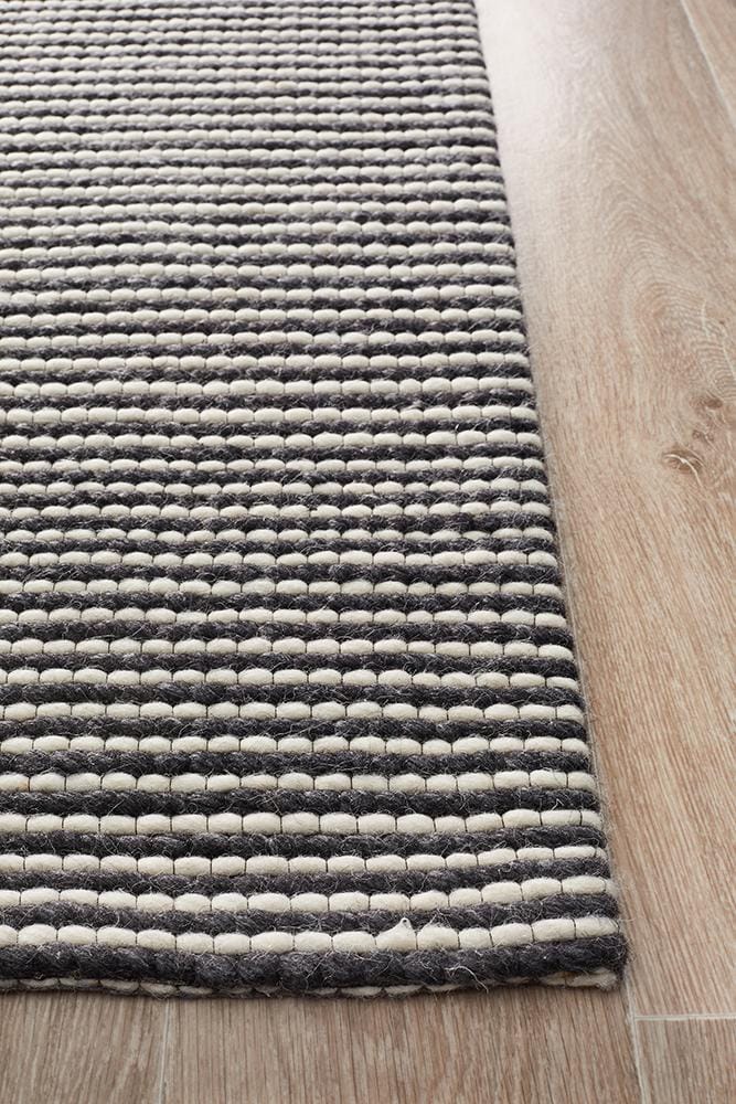 Rug Culture Rugs Studio Oskar Felted Wool Striped Rug Black White
