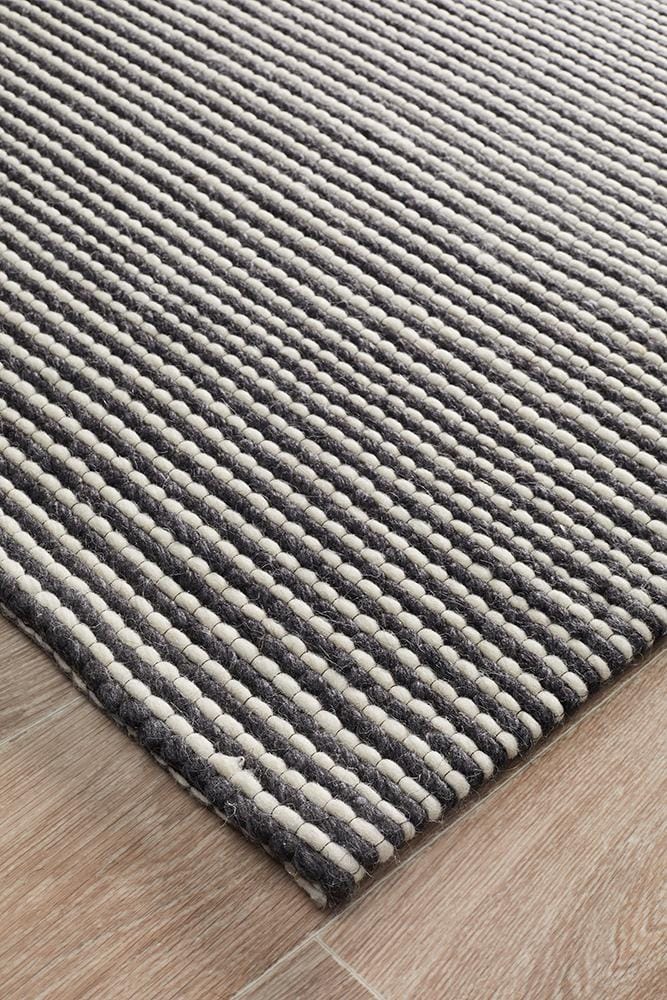 Rug Culture Rugs Studio Oskar Felted Wool Striped Rug Black White