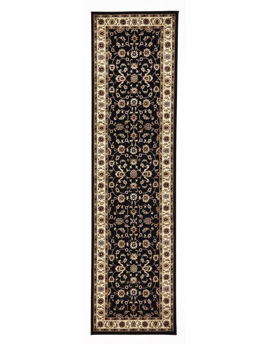 Rug Culture Rugs Sydney Classic Runner Black with Ivory Border Runner Rug