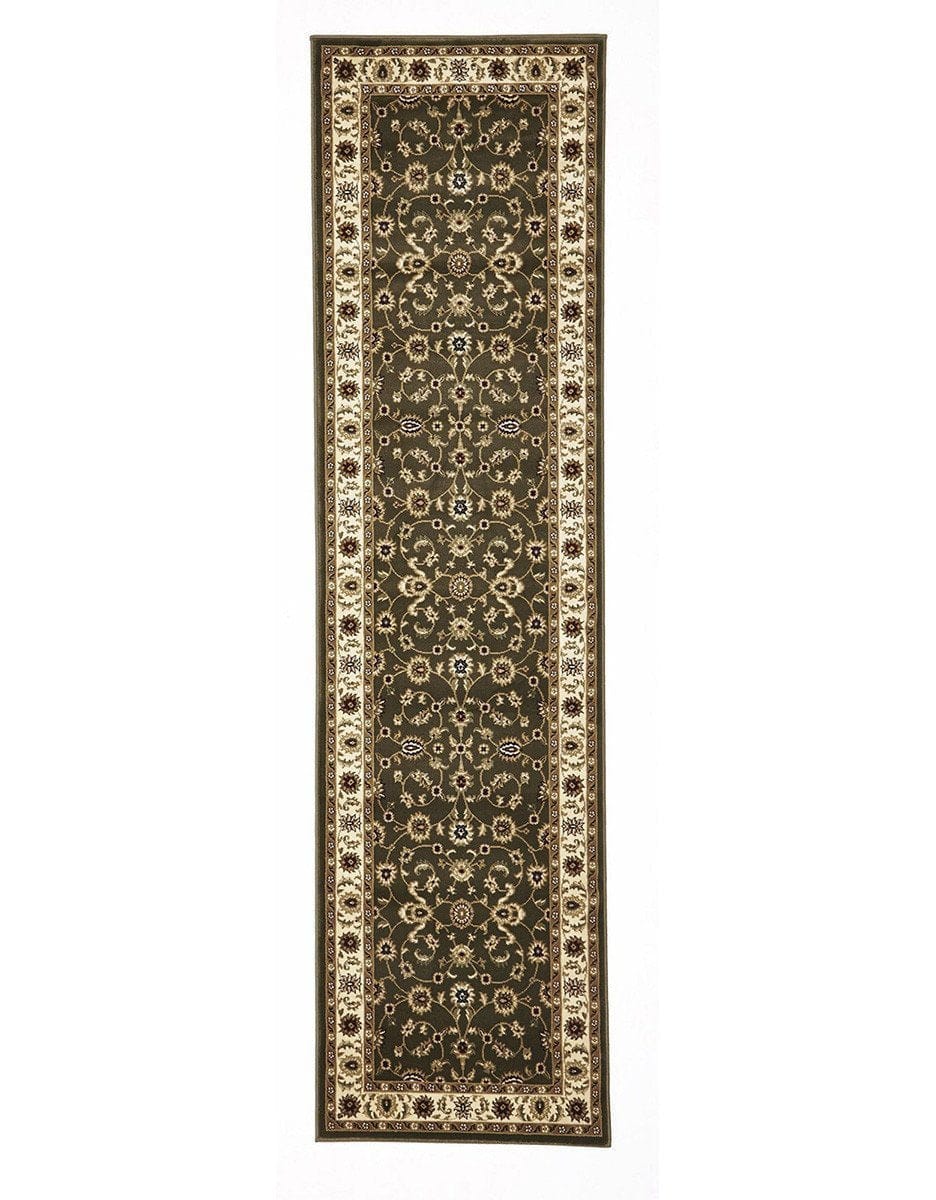 Rug Culture Rugs Sydney Classic Runner Green with Ivory Border Runner Rug